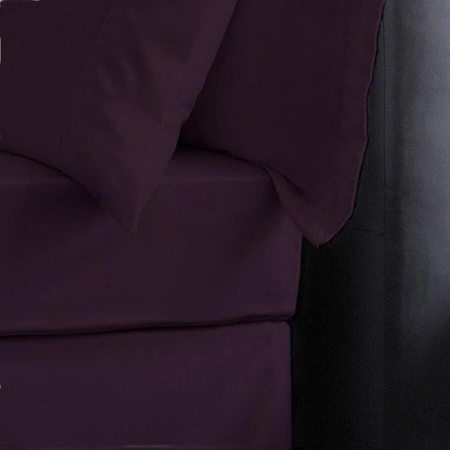 Senza Marchio RAYYAN LINEN PERCALE EENVOUDIG GEKLEED POLY KATOEN AUBERGINE PAARS 4 VOET KLEIN DUBBEL GEPAST BED LAKEN 9 MATRAS DIEPTE