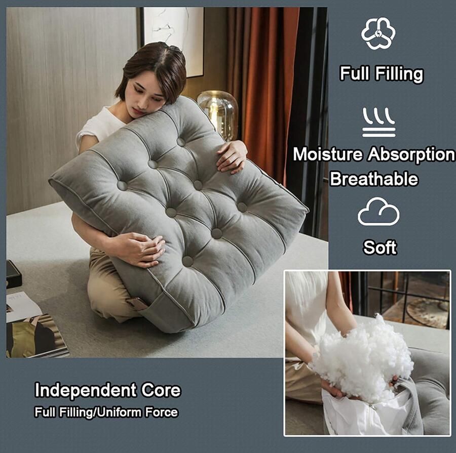 Senza Marchio Reading Pillow Sofa Pillow Headboard Support Pillow Chenille Soft Fabric pearl Cotton Filling Soft Headboard for Bed sofa Backrest Pillow - Foto 2