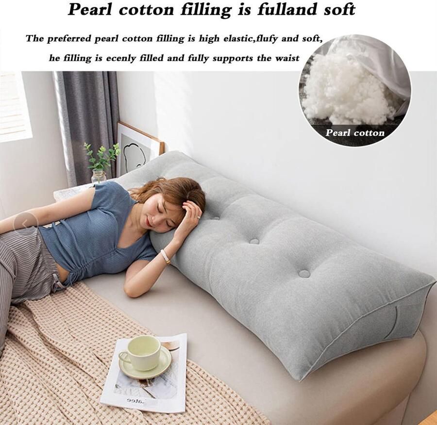 Senza Marchio Reading Wedge Pillow Removable Headboard Backrest Triangular Headboard Cushion Positioning Support Bolster Wedge Lumbar Cushion for Daybed Bed 05 80×50×20cm