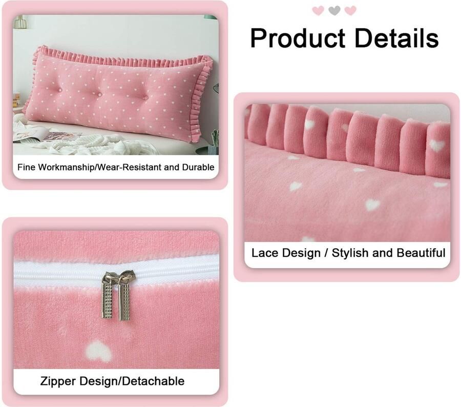 Senza Marchio Rectangular Headboard Pillow Soft Support Pillow Reading Lumbar Support Cushion backrest Bolster Cushion for Bed sofa Reading Pillow