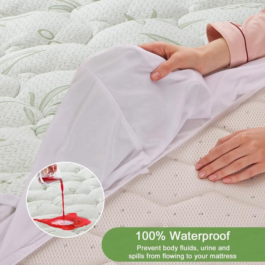 Senza Marchio RICHAIR Bamboe Matras Topper Volledige Koeling 140x200cm Ademend Extra Zacht Dik Voorzien 8-21 Inch Bedmaat Kussen Ultra Zachte Matras Topper