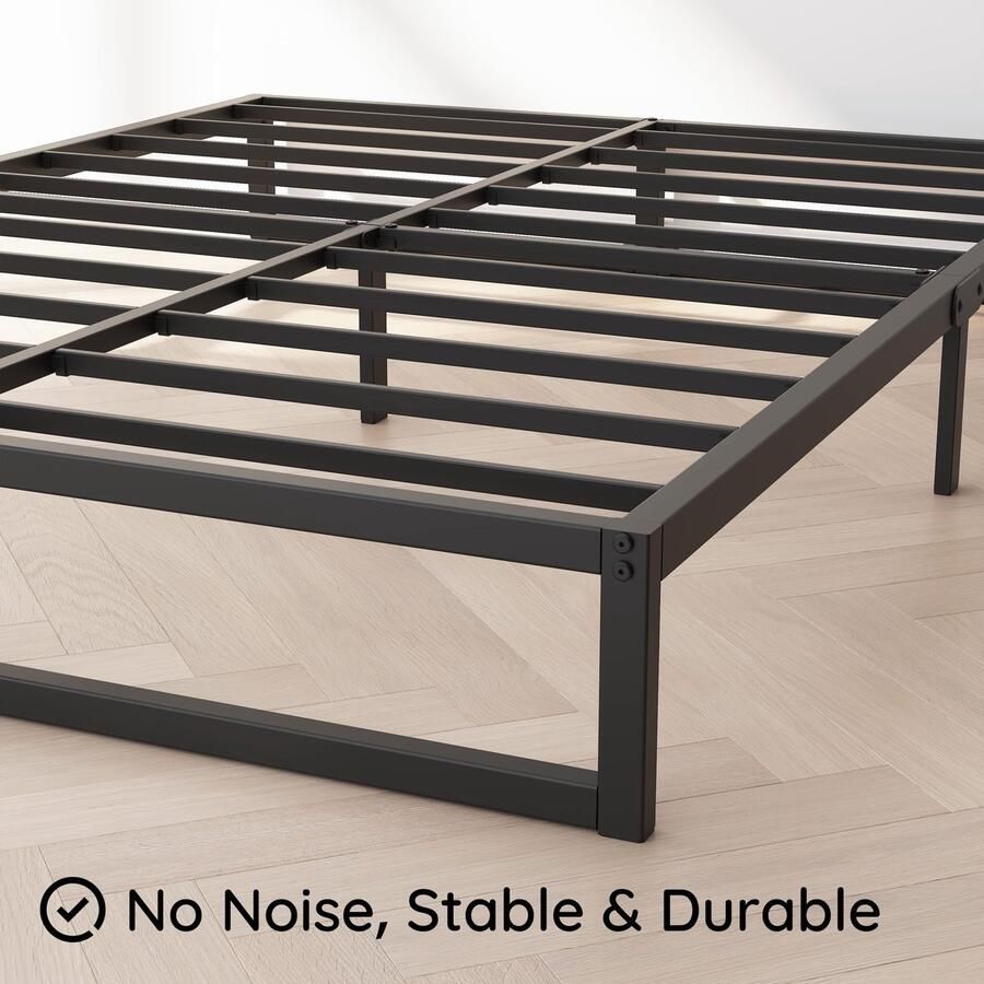 Senza Marchio Richwanone 10 Inch Cal Kingsize Bed Frame Heavy Duty Metalen Platform Matras Foundation met Stalen Lat Ondersteuning Geen BoxSpring Nodig Eenvoudige Montage Zwart