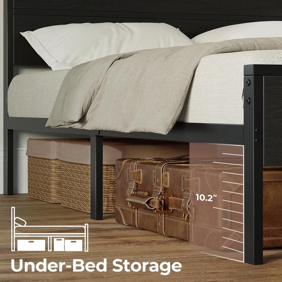 Senza Marchio Rolanstar Bedframe met laadstation volledig bed met LED-verlichting hoofdeinde metalen platform sterke metalen latten ondersteuning 10 2 inch onder bed opbergruimte geen boxspring nodig