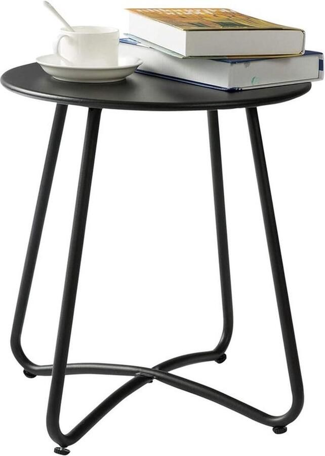Senza Marchio Ronde kleine bijzettafel voor woonkamer tuin terras balkon buiten zwart van HollyHOME bijzettafel buiten