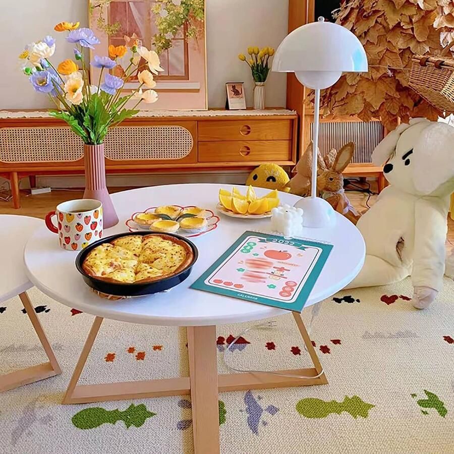 Senza Marchio Ronde Salontafel Modern Accent Nesting Table Sofa Side End Tables Wood Creative Coffee Tables Nightstand Voor Woonkamer Slaapkamer Balkon Kantoor Set van 2 (Color : Black)