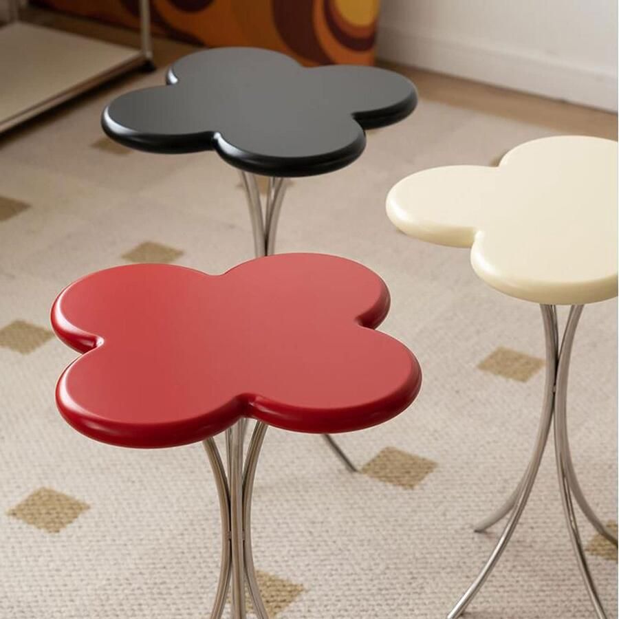 Senza Marchio Salontafel Kleine accenttafel bijzettafels kleine terrastafel bijzettafel met MDF tafelblad en metalen frame kleine salontafel for woonkamer veranda tuin balkon Zijtafel (Color : Light Yellow)