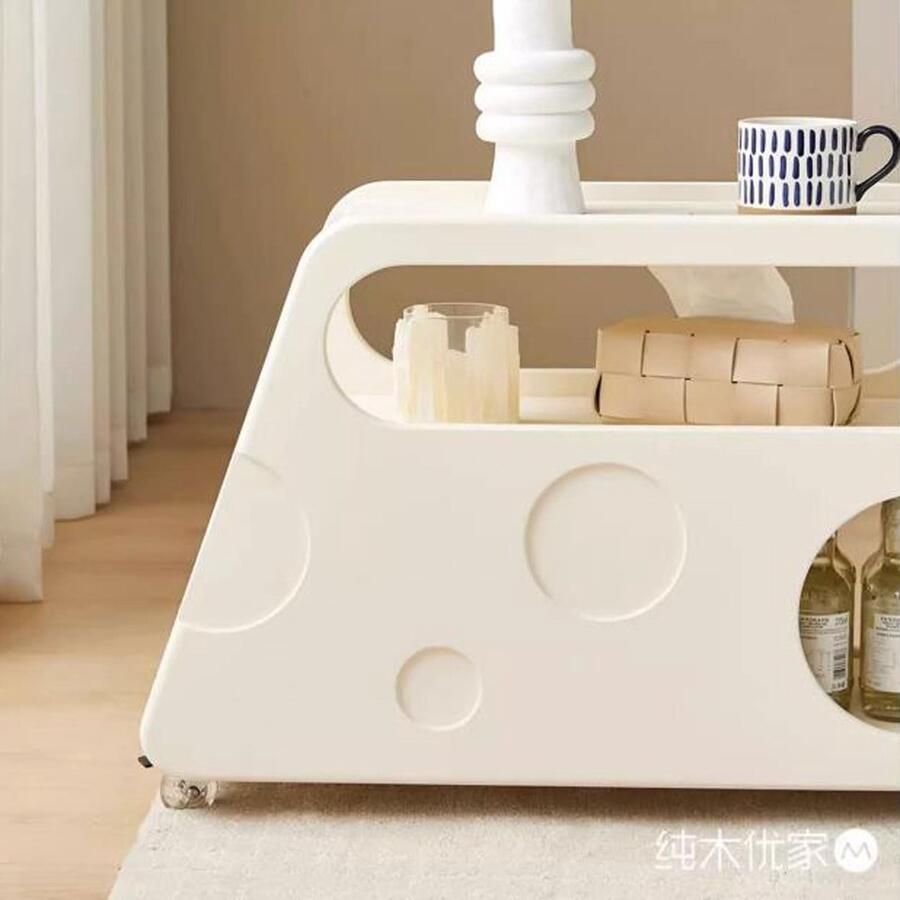 Senza Marchio Salontafel Mobile Cocktail Table Coffee Table Center Table for Living Room 2 Tier Side Table End Table with Storage Shelf and Drawer Narrow Serving Cart with Wheels for Kitchen Bedroom Balcony Midd