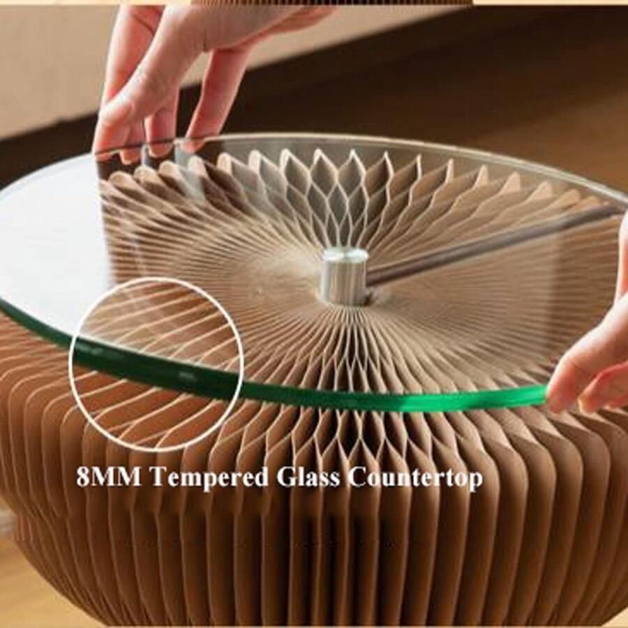 Senza Marchio Salontafel Opvouwbare bijzettafel 13x21 inch ronde bijzettafel kleine accenttafel bistro-salontafel met glazen tafelblad for terras woonkamer veranda balkon achtertuin tuintuin Zijtafel (Color : Whi