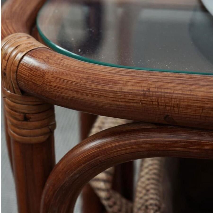 Senza Marchio Salontafel Patiotafels Bijzettafel Met Glazen Blad for Binnen Woonkamer Slaapkamer Balkon for Buiten Patio Veranda Dek Zijtafel (Color : Light Brown)