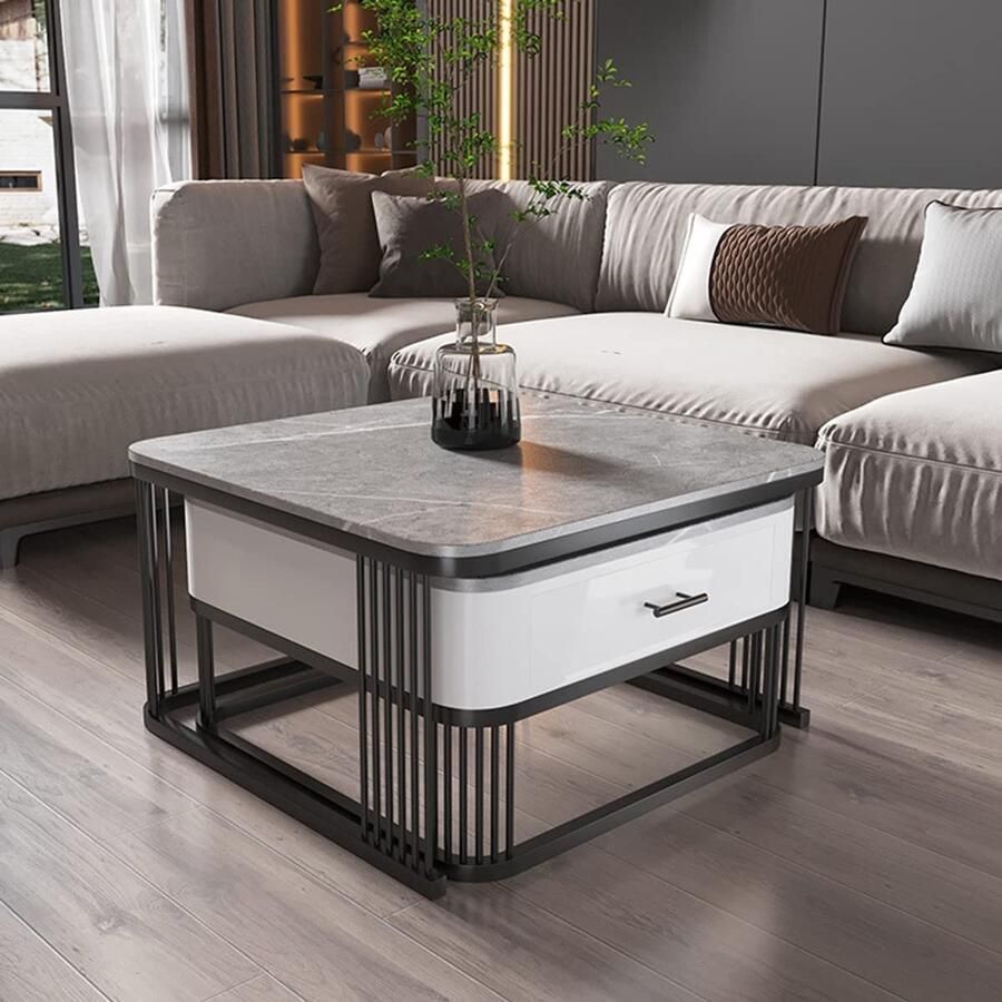 Senza Marchio Salontafel voor woonkamer Nesting Coffee Table Set van 2 Moderne Ronde Koffie Nesting Tables Met Lades Woonkamer Slaapkamer Appartement Modern (Kleur: A Maat: 70 * 45cm+50 * 40cm)