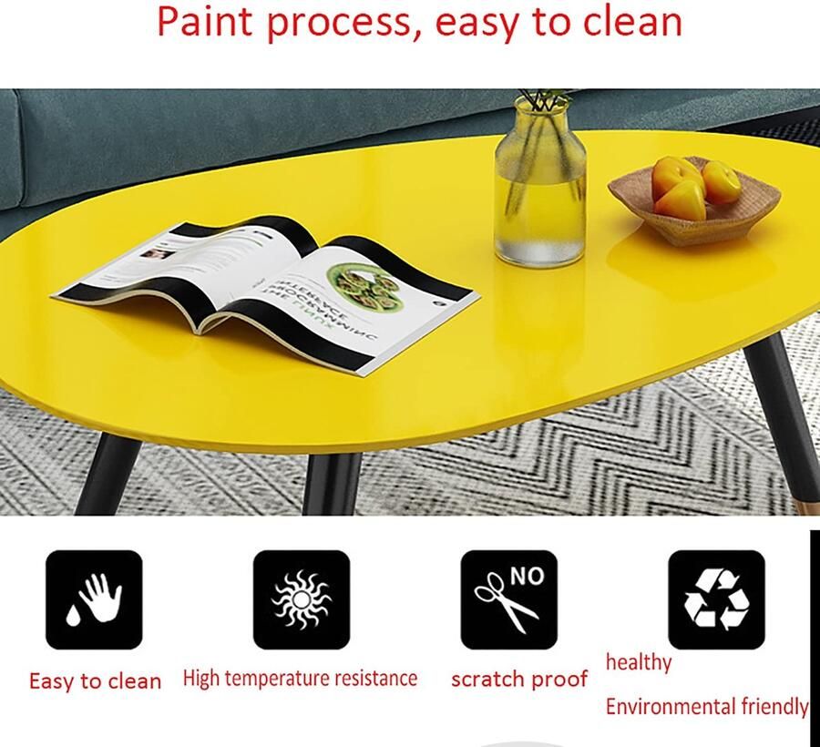 Senza Marchio Salontafel，Set van 2 bank bijzettafel (MDF+massief houten poten) Nesting Table Cocktail Table for Living Room Office (Color : B Size : 100+50cm) - Foto 2