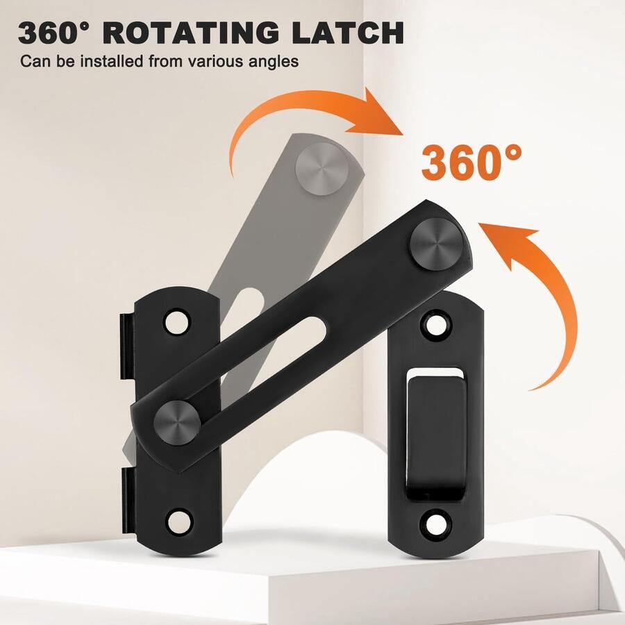 Senza Marchio Schuifdeurslot roestvrij stalen poortvergrendelingen 4 stuks flip-schuifdeurvergrendeling met schroeven veiligheidsboutvergrendeling voor wijnkast buiten garage raam tuin kastdeur (zwart)