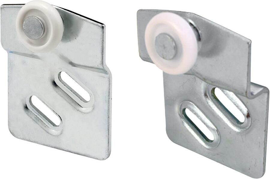 Senza Marchio Schuifkast deur Roller Kit 7 8 Wieldiameter bolle (Rond) rand kunststof gestempeld stalen constructie inclusief 1 4 en 1 2. Offset paren past Atlas Garderobe deursystemen Pack van 4