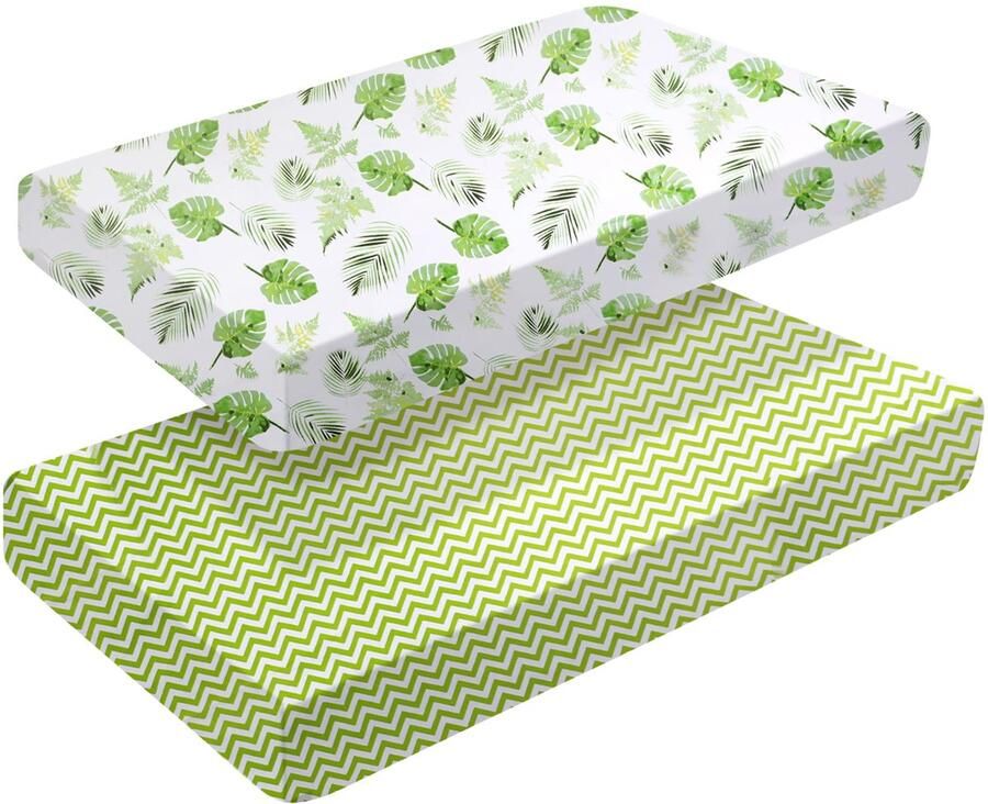 Senza Marchio Set van 2 hoeslakens 140 x 70 cm beddengoed voor kinderbed ademend katoenen laken voor standaard wieg- en peutermatrassen volledig elastische rok ademend onderhoudsvriendelijk