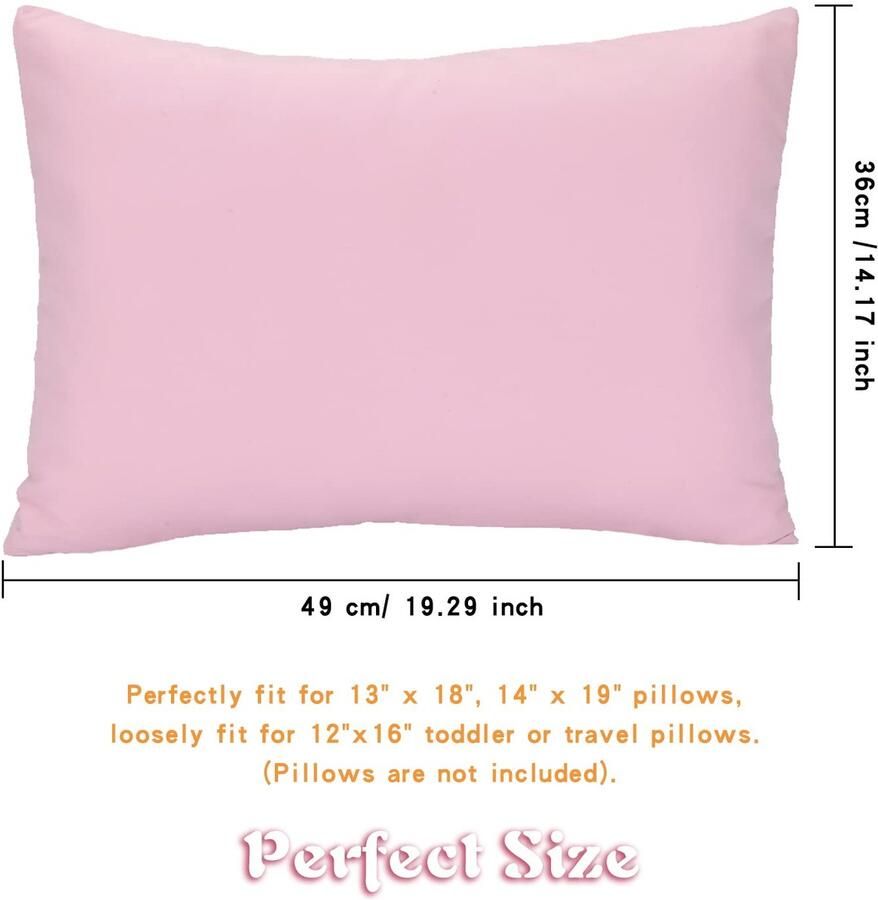 Senza Marchio Set van 2 kussenslopen voor baby's en kinderen kussensloop voor peuter reiskussensloop zachte ademende envelopstijl voor jongens en meisjes beddengoed peuterbed 49 x 36 cm machinewasbaar (roze)