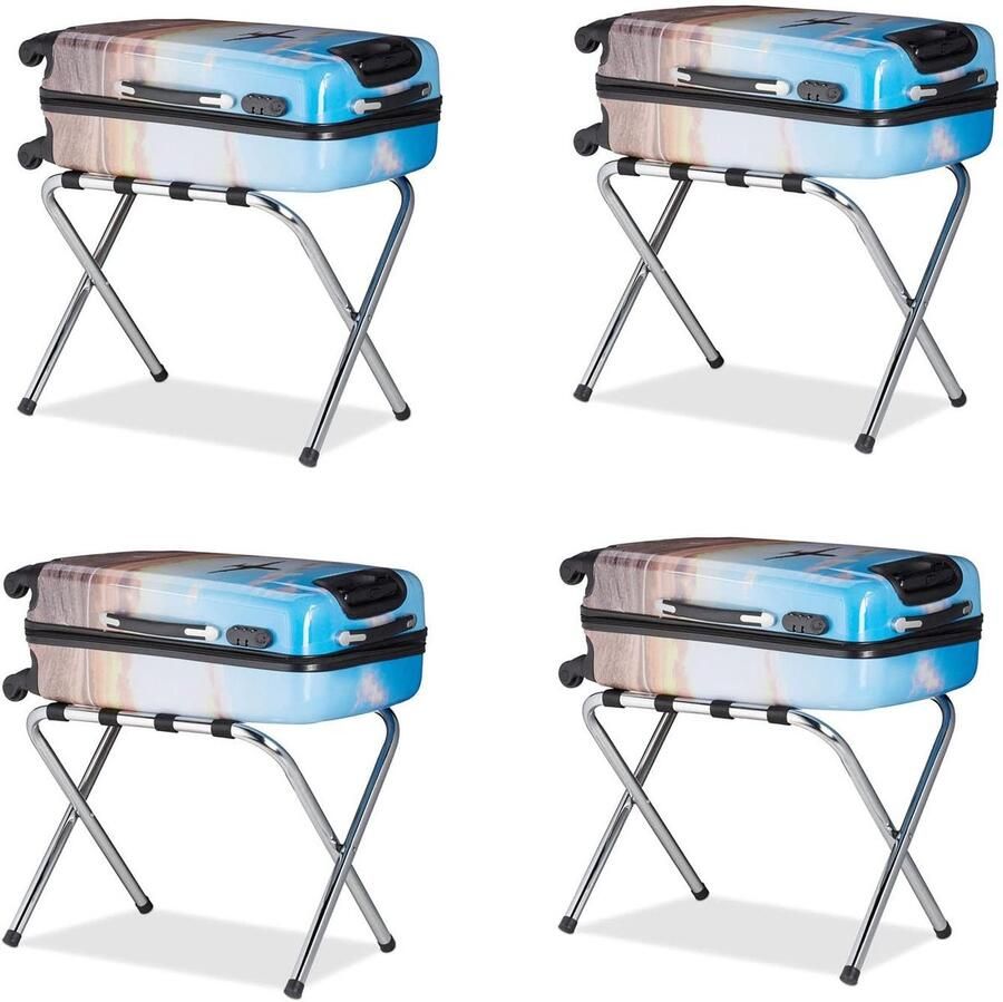 Senza Marchio Set van 4 bagagerek Metaal opvouwbaar bagagerek Kofferopslag Opbergrek Duurzaam hotelbagagerek Roestvrij stalen bagagerek Hotelslaapkamerplank