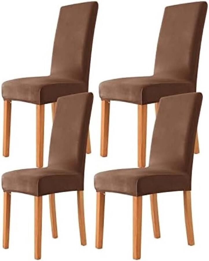 Senza Marchio Set van 4 stoelhoezen stoelhoes voor eetkamer wasbaar fluweel stretch universeel voor hotel ceremonie banket bruiloft feest decoratie 4