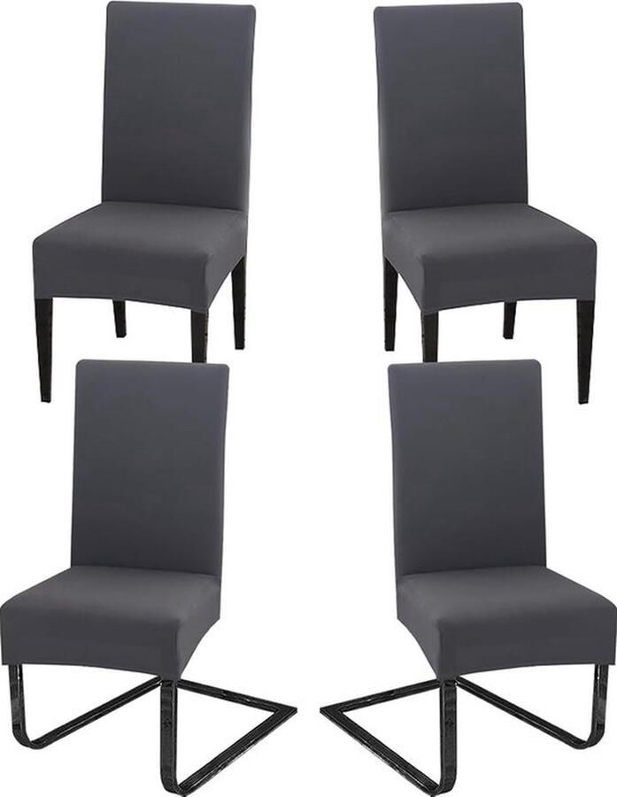 Senza Marchio set van 4 voor schommelstoelen afneembare wasbare stoelbescherming decoratie stretch stoelhoezen voor eetkamer bruiloft hotel keuken feestdecoratie ceremonie donkergrijs