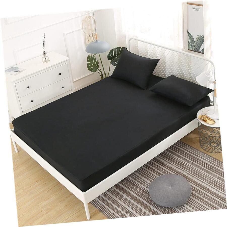 Senza Marchio SEWOART Bedkussen Baby Lakens Crib Protector Wieg Matras Topper Wieg Matras Pad Bed Protector Lakens Twin Zwart Pure Kleur Piss Mat Matrasbeschermer Piss Mat Fit Tweepersoons Matrashoes