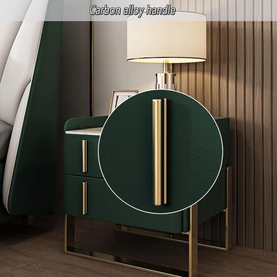 Senza Marchio Side Table Bedside Chest narrow Nightstand Set Of 2 Modern Bed End Table With Drawer Leather Finish Bedside Table Bedside Cabinets Metal Pedestal Frame For Bedroom