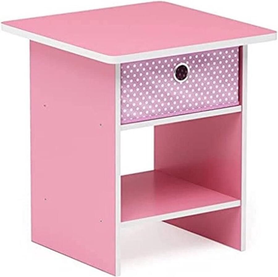 Senza Marchio Side table bedside table storage rack with drawer wood pink light pink 39.37 x 39.37 x 45.21 cm