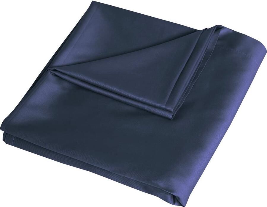 Senza Marchio Sleepdown Plat laken 100% satijnkatoen zacht gezellig draaddichtheid 300 luxe beddengoed marineblauw tweepersoonsbed (230 cm x 254 cm) 5056242826132