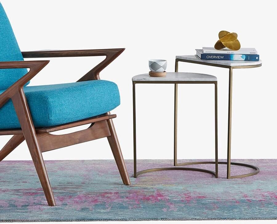 Senza Marchio Small Nesting Tables Semicircle Stackable Coffee Table Nordic Marble 2 Piece Sofa Side Table for Balcony Bedroom Easy to Clean