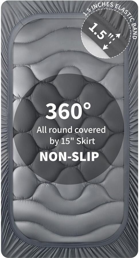 Senza Marchio SONIVE Comfortverbeterende matrastopper voor tweepersoonsbedden ademende en zacht aanvoelende matrasbeschermer 3-zones lichaamsondersteuning met diepe hoeken tot 52 cm (135 x 190 x 30 cm grijs)