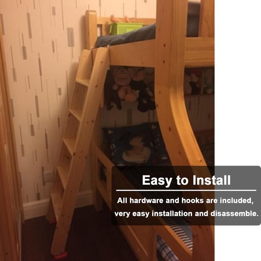 Senza Marchio stapelbed ladder Stapelbedladder met Rubberen Voetzolen Huishoudelijke Vervangingsladder voor Stapelbed Dubbele Klimladders voor Slaapzaal en Bibliotheek Houten RV Stapelbed Ladder (Size : 125cm (