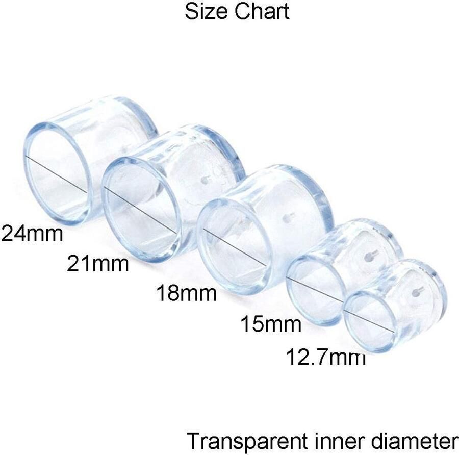 Senza Marchio Stoelpootbeschermingskappen 8st Stoelbeschermer Transparant PVC Ronde Stoelpoot Meubels Tafel Stoelpoot Vloervoeten Cap Tafelhoes Houten Vloerbeschermer (Kleur: 21mm) (Color : 21mm)