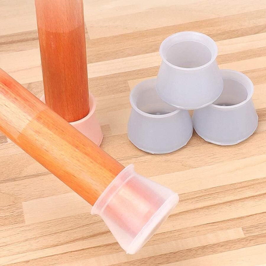 Senza Marchio Stoelpootbeschermingskappen meubels Tafelstoelpoot Vloervoeten Cap Cover Vloerbeschermer Bureauvoeten Pads Antisliptafel Stoelpootkappen Voetbescherming (Kleur: Goud) (Color : White)