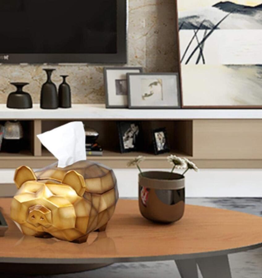 Senza Marchio Stofdichte decoraties Art Craft Pig tissue box decoratie woonkamer salontafel desktop home tray