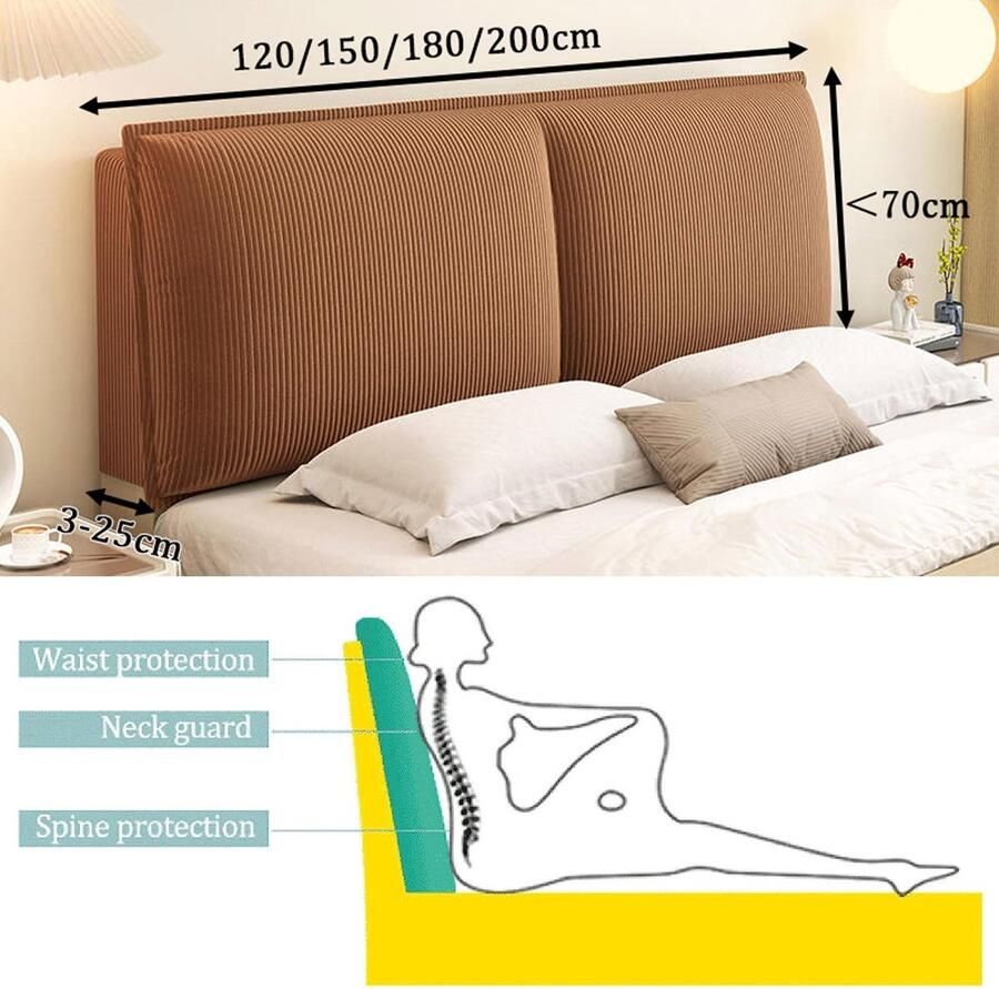 Senza Marchio Stretch corduroy bed hoofdeinde hoes met pluizige leeskussens King Size Double Single Gestoffeerd Hoofd Board Cover voor Rugleuning Ondersteuning Wasbaar en Zacht