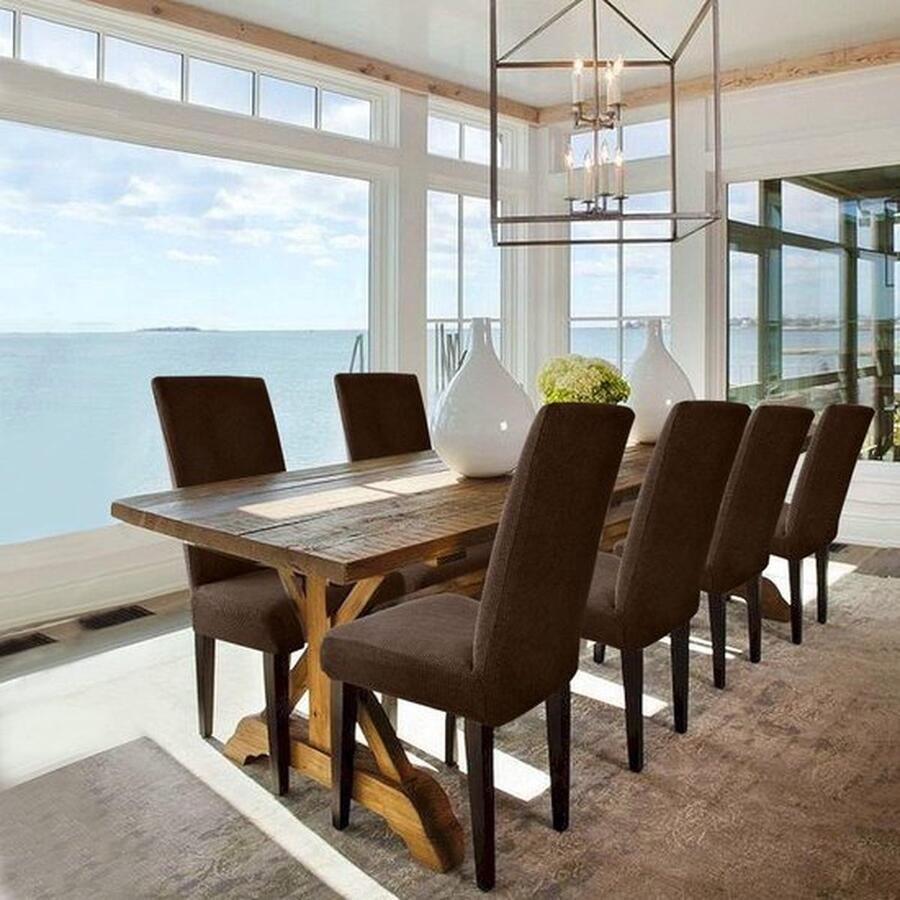 Senza Marchio Stretch Stoelhoes Eetstoelhoezen Stoelhoezen voor Eetkamerstoel Verwijderbare Wasbare Stoelhoezen voor thuis restaurant hotel Decor (6 Stuks Bruin)-M