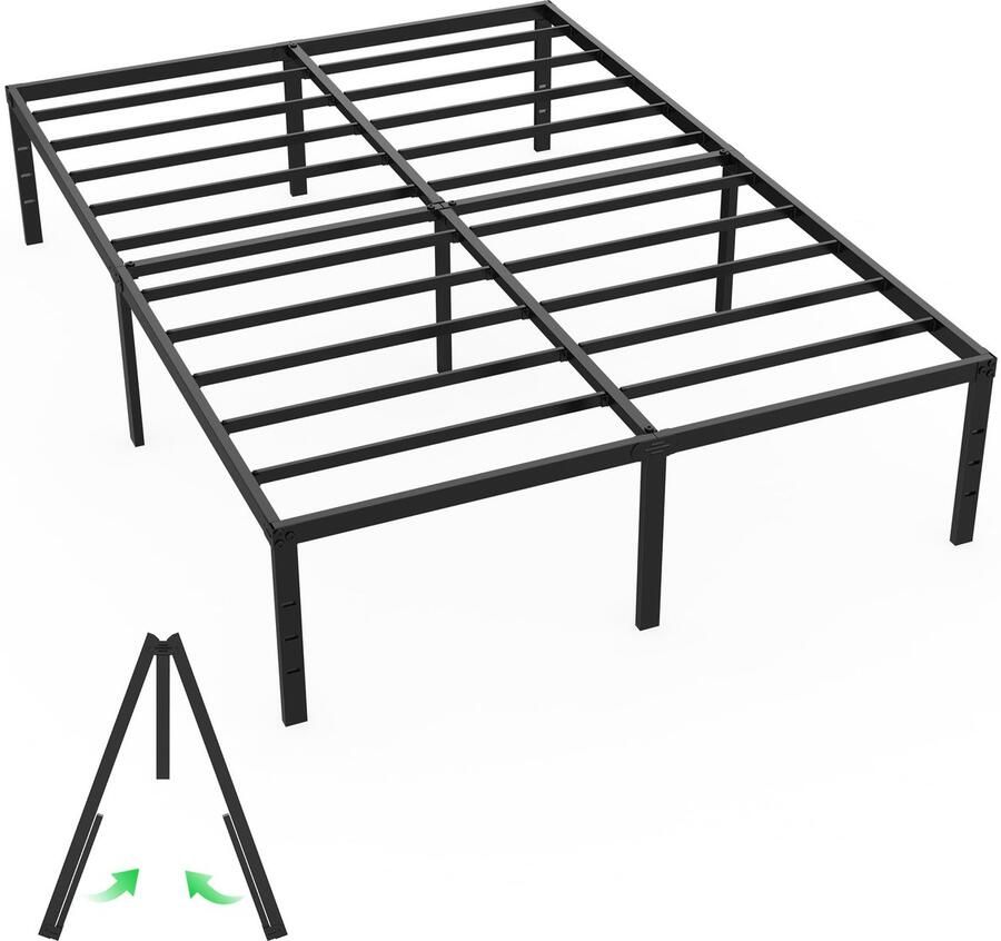 Senza Marchio SUBTLETY 140 x 200 cm ijzeren bedframe hoogte 41 5 cm eenpersoonsbed met lattenbodem en opbergruimte onder het bed metalen bedframe belastbaar tot 270 kg inklapbaar bed voor slaapkamer en