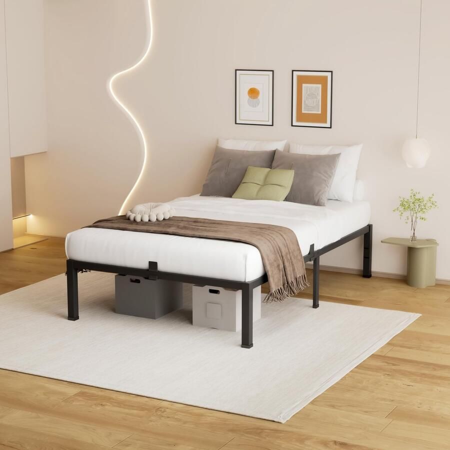 Senza Marchio Superay 14 inch Twin Size Heavy Duty metalen bedframe met matras schuifstop eenvoudige montage Geluidsvrije bedframes Geen boxspring nodig