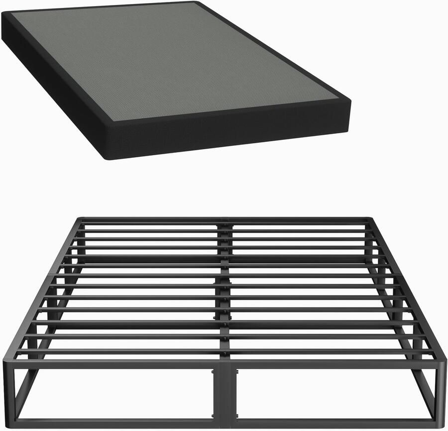 Senza Marchio Superay 25 5 cm boxspring bedbodem matrasbasis metalen bedframes met hoes eenvoudige montage queensize robuust geluidsvrij zwart