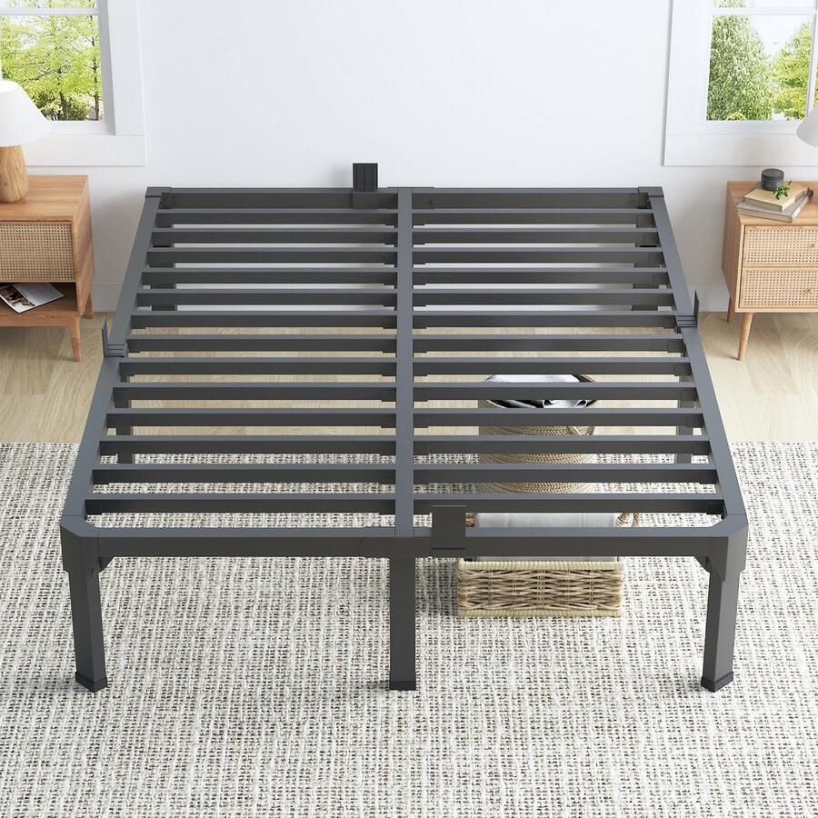 Senza Marchio Superay 35 5 cm metalen bedframe queensize met matrasschuifstopper dubbel zwart basic stalen lattenplatform eenvoudige montage zware geluidsvrije bedframes geen boxspring nodig