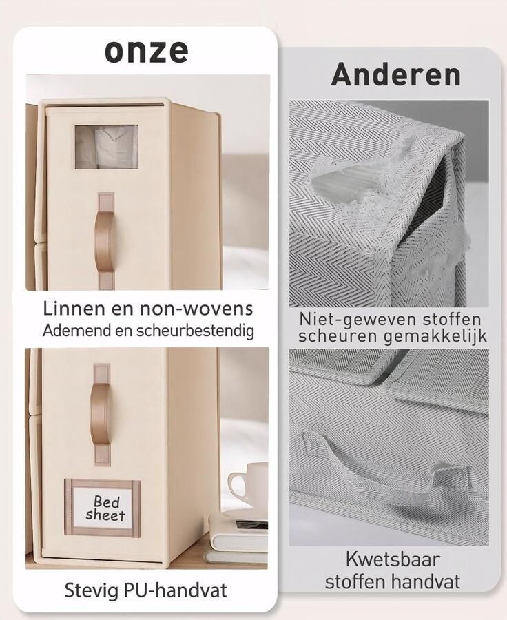 Senza Marchio SwartLife Beddengoedorganizer 3 Opvouwbaar Beddengoed met Venster Kan worden opgeborgen onder het bed in een kledingkast of lade voor het organiseren van beddengoed kleding (linnen kleur)