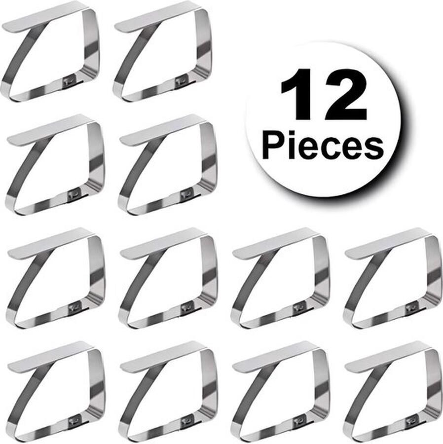Senza Marchio Tafelkleedklem 12 stuks tafelkleedklemmen roestvrij staal tafelkleedklemmen tafelkleedhouders (7 cm x 8 cm) voor een dikte van 3-5 cm