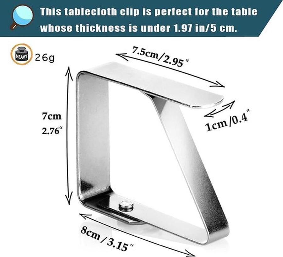 Senza Marchio Tafelkleedklemmen 12Stuks Grote Tafelkleed Clips 7x8cm Tafelklem Roestvrij Staal Picknick Tafelkleed Houder Tafelklemmen Tafelkleedhouders Verstelbare Tafelkleedklem voor Thuis Tuin Bruiloft Feest
