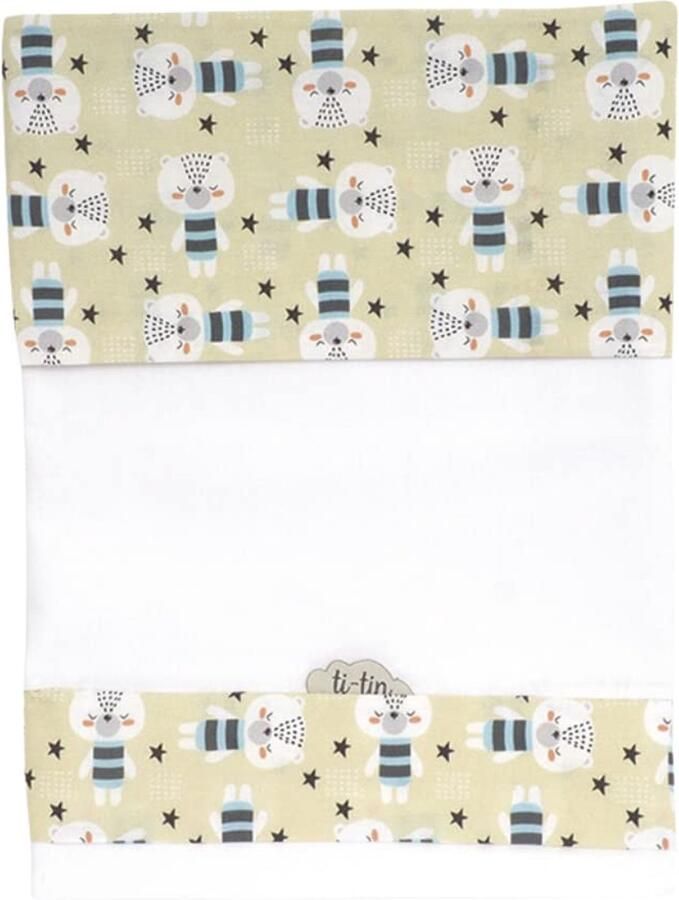 Senza Marchio Ti TIN Set voor kinderbed met hoeslaken kussensloop 100% katoen set van 2 lakens en 1 kussensloop 80 x 130 cm