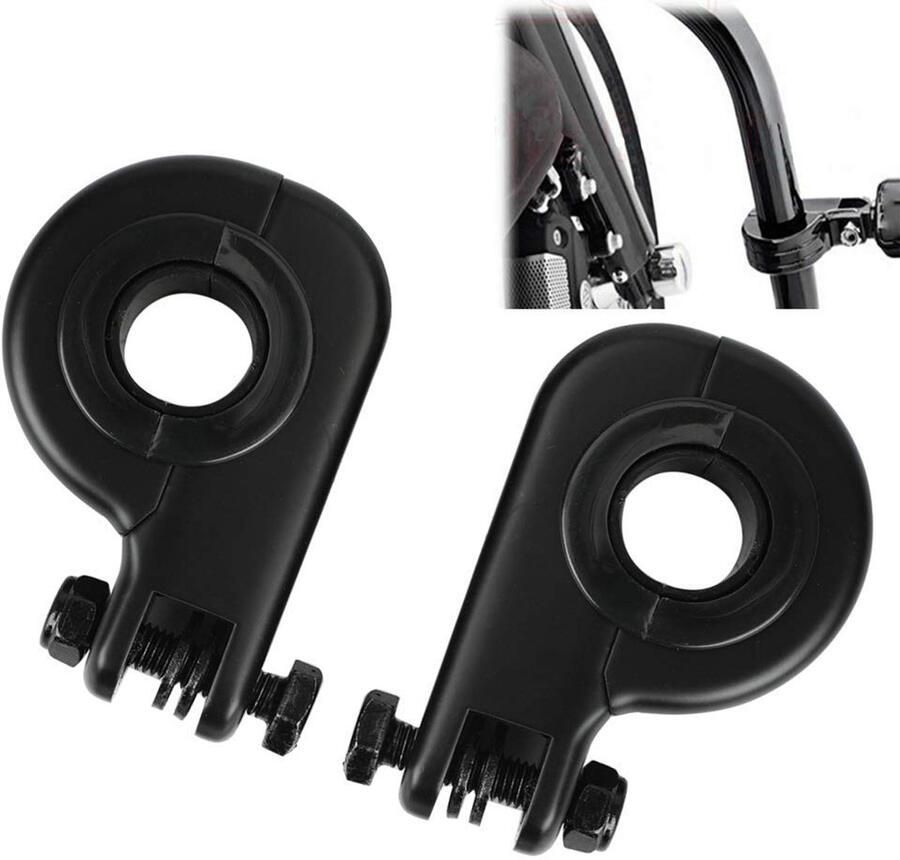Senza Marchio Triclicks Voetsteunen voetsteun montage P-klem voetsteun highway bars geschikt voor Harley Davidson Touring Road King Street Glide Softail Dyna Sportster Zwart