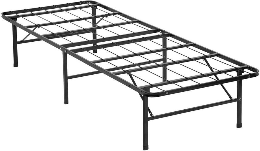 Senza Marchio Twin Bed Matras Foundation Boxspring Vervanging Heavy Duty Stalen Lat Eenvoudige Montage Geluidsvrij Tweepersoonsbed Frame Metalen Platform Bed Frame Zwart