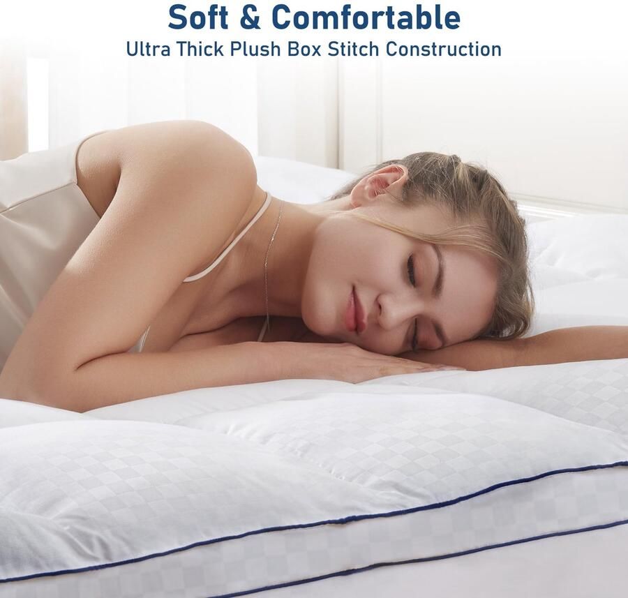 Senza Marchio Twin XL Matrastopper Extra Dikke Pillowtop Cooling Pluche Matras Pad Cover Protector met 8-21 Inch Diepe Zak 3D Sneeuw Down Alternatieve Vulling Wit