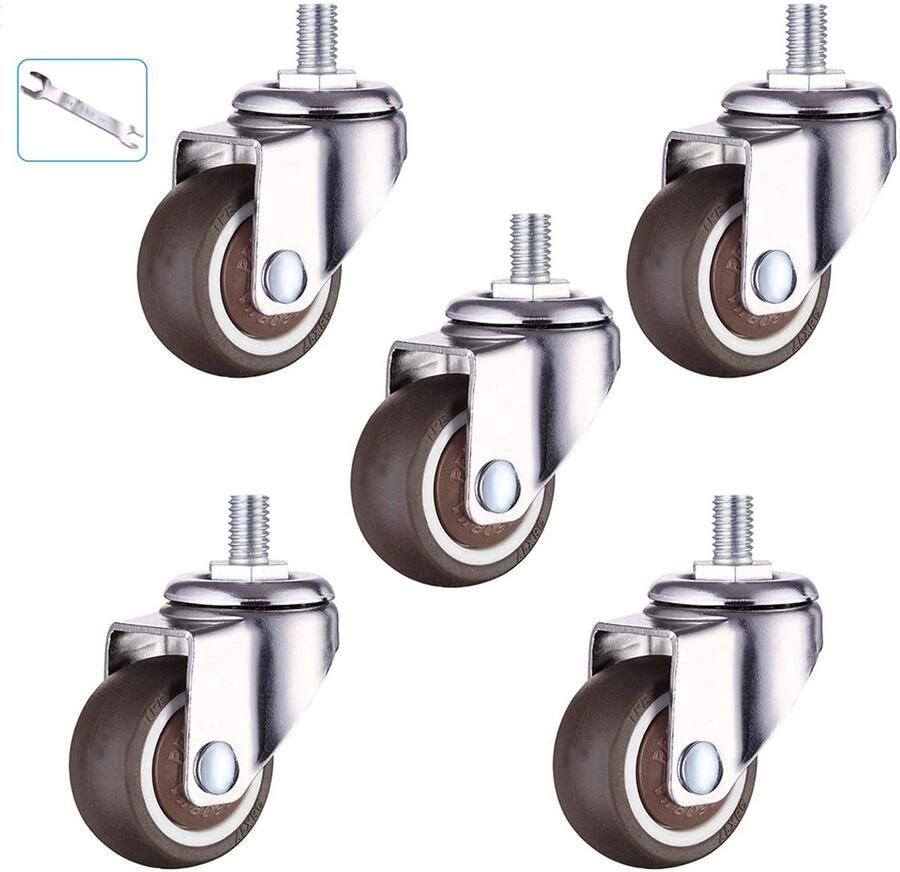 Senza Marchio TYXTYX Bureaustoel Caster Wielen Set van 5 Meubilair Caster Schroefdraad Rod Swivel Casters Rolls soepel & rustig w universeel voor Sofa Stoel Meubelbank (bout 1.5)