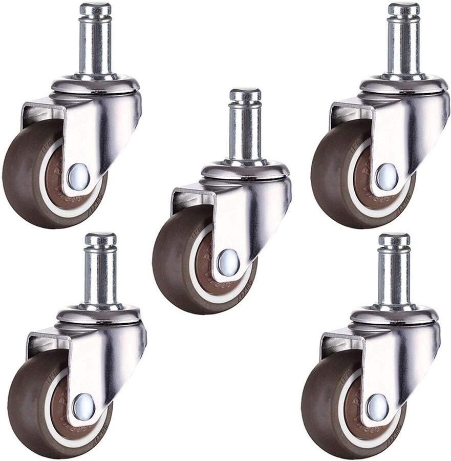 Senza Marchio TYXTYX Bureaustoel Caster Wielen Set van 5 Meubilair Caster Schroefdraad Rod Swivel Casters Rolls soepel & rustig w universeel voor Sofa Stoel Meubelbank (Circlip2in)