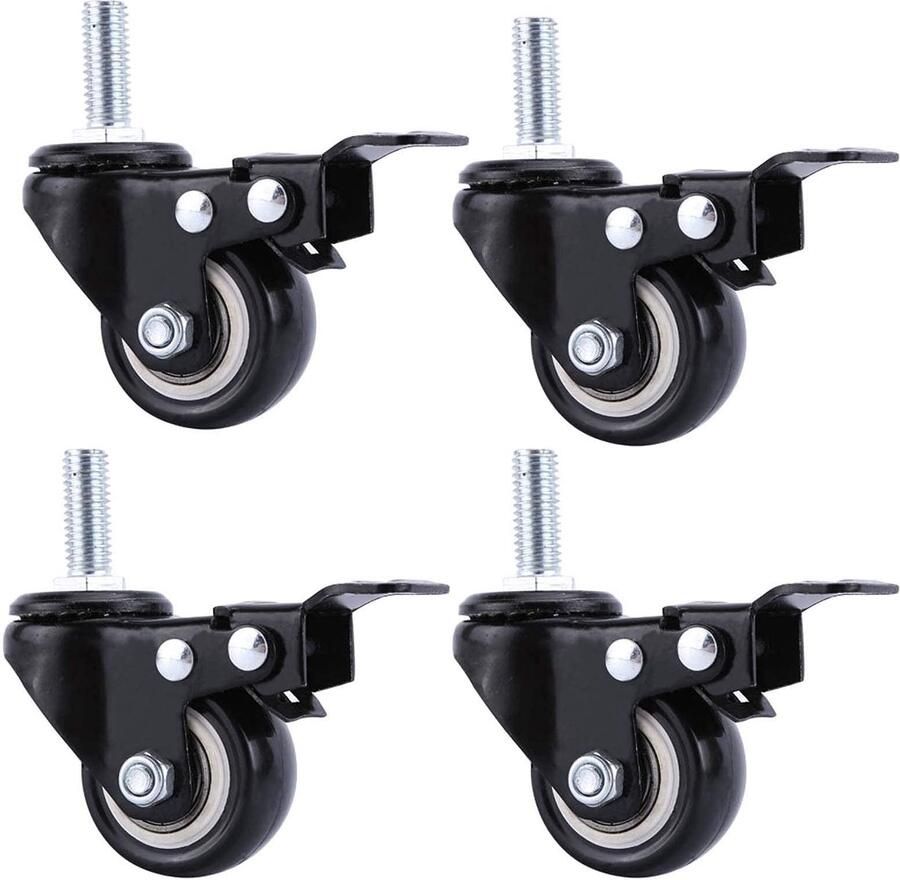 Senza Marchio TYXTYX Caster Wielen Draaibare Caster Wielen Urethane Caster 1.5 2 M8mm M10mm voor Sofa Stoel Kabinet Bank voor Meubels Kantoorstoel Casters (2 M8mmbrake)