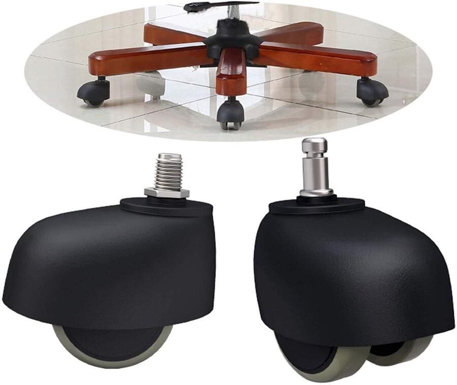 Senza Marchio TYXTYX Draaibare stuurpen Caster Wheel 2 inch bureaustoel wielen Polyurethaan Mute Casters Geschikt voor bureaustoelen Computer Desks-5-delige set (Circlip50mm)