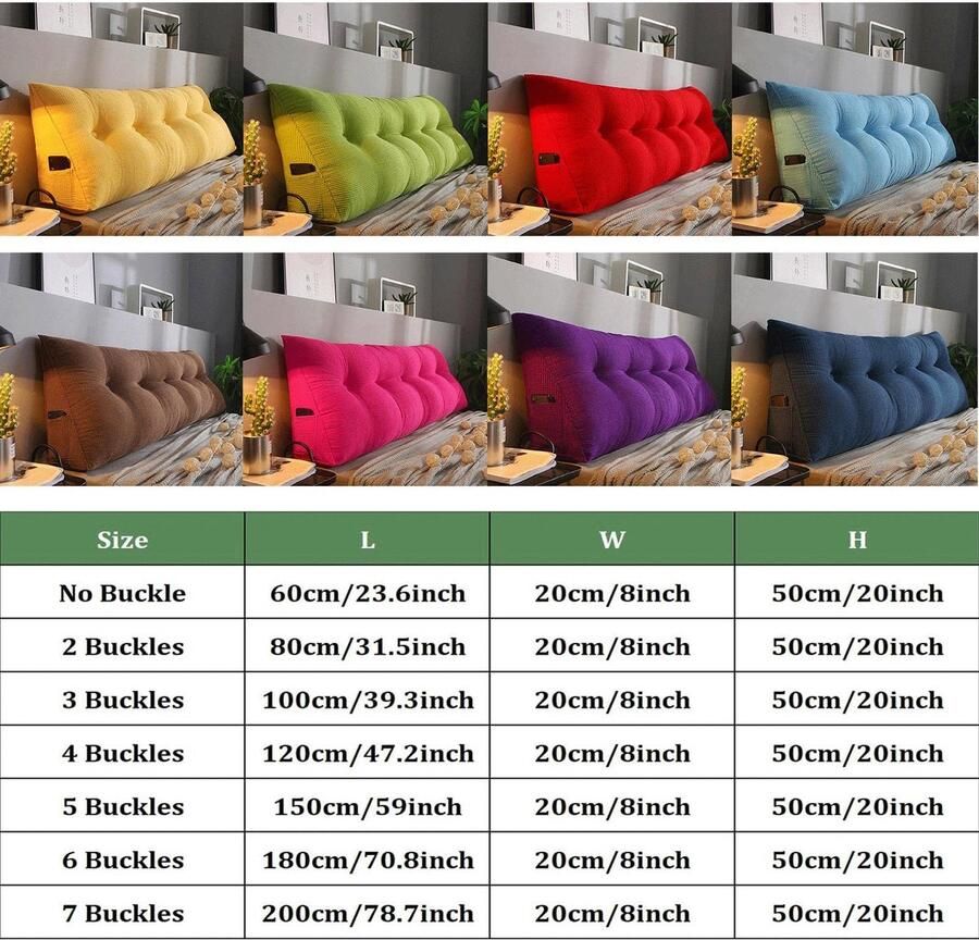 Senza Marchio UIHECTA Triangular Headboard Pillow Bed Rest Positioning Support Pillow for Reading Bedside Cushion Triangle Double Sofa Large Back Wedge Headboard Pillow with Removable Cover 08 80×50×20cm